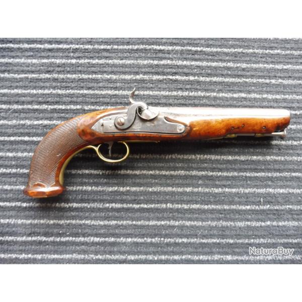 PISTOLET ANGLAIS A PERCUSSION TRES BON ETAT  A SAISIR
