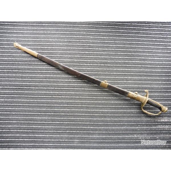 SABRE DOFFICIER DE MARINE  Lame Coulaux  Klingenthal, fourreau rainur sur les cts.