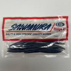 Leurre souple worm carnassier sawamura ridge 4" 10cm 1,8g bleu
