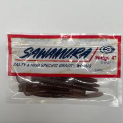 Leurre souple worm carnassier sawamura ridge 4" 10cm 1,8g beige