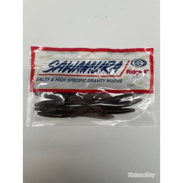 Leurre souple worm carnassier sawamura ridge 4" 10cm 1,8g beige/noir