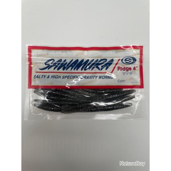 Leurre souple worm carnassier sawamura ridge 4" 10cm 1,8g noir