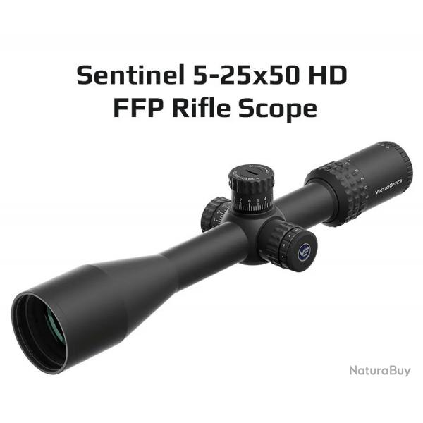 Lunette Vector Sentinel 5-25x50 HD FFP Zoom 5x Rticule Grav Zro Stop Haute Dfinition Tactique