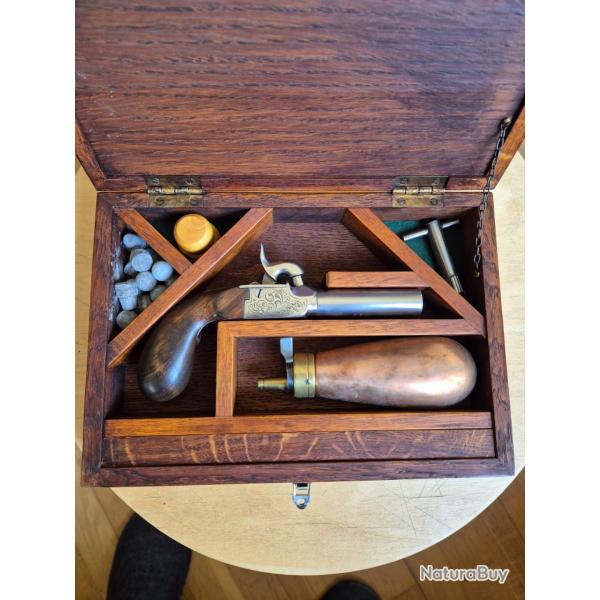 Pistolet poudre noire Davide Pedersoli Liegi inox en coffret