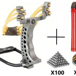 Pack Fronde de chasse / lance pierre F3X avec support poignée et un elastique de rechange