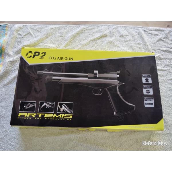 kit Pistolet et carabine Artmis CP2 CO2 Calibre 4.5mm + 6 cartouches co2 + une boite de plombs+ cib