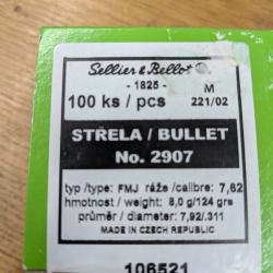 Ogives 2907 SELLIER BELLOT cal.7,62x39 FMJ