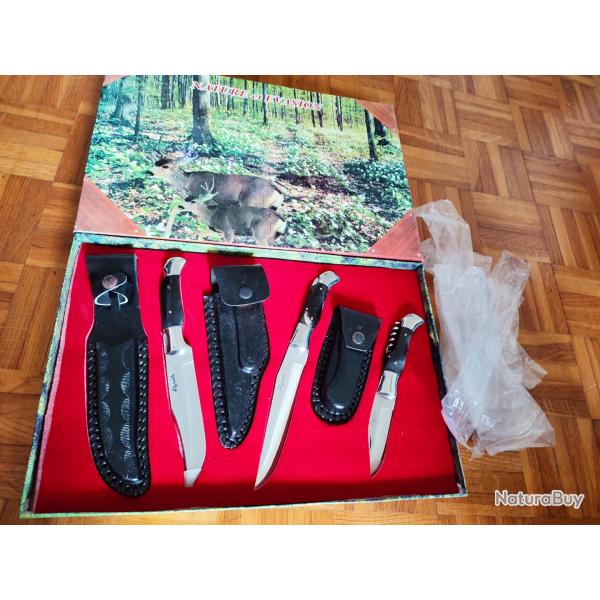 Coffret de 3 couteau Laguiole avec tuits - 21cm repliabe tire bouchon - 26 cm - 28cm repliable