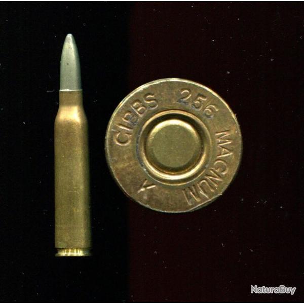 .256 Gibbs Magnum - RARE calibre Anglais - marquage : GIBBS 256 MAGNUM K - balle nickel pointue
