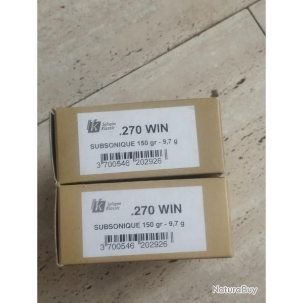 munitions subsoniques cal 270w