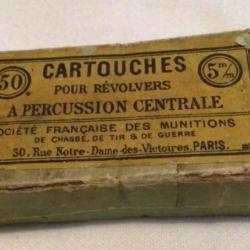 RARE BOÎTE DE 50 CARTOUCHES 5 mm PERCUSSION CENTRALE