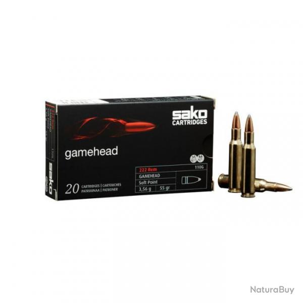 BALLES SAKO GAMEHEAD , CALIBRE: 222R. Lot de 60 cartouches.