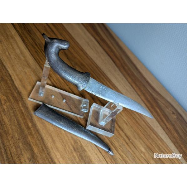 joli petit kandjar TETE DE CHEVAL damasquin argent