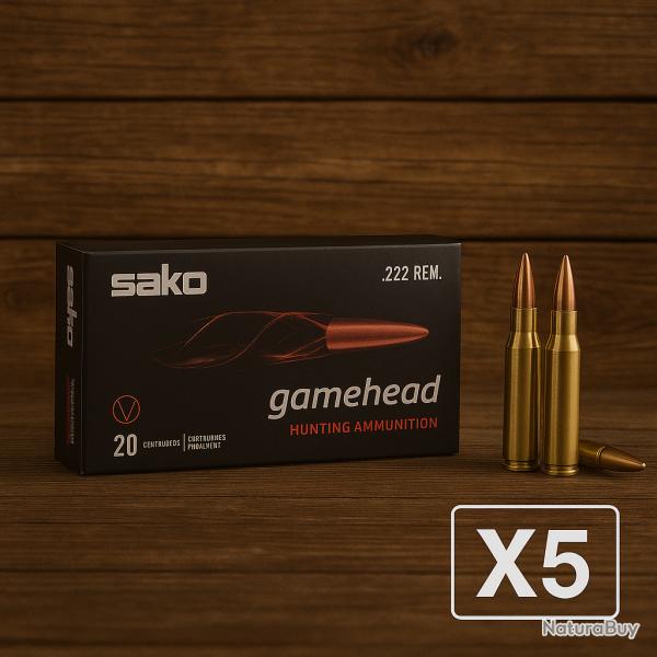 Munitions Sako 222 Rem. Gamehead SP 110g X5 boites - PROMOTION