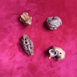 PERLE DE BUIS animaux SCULPTÉ À LA MAIN