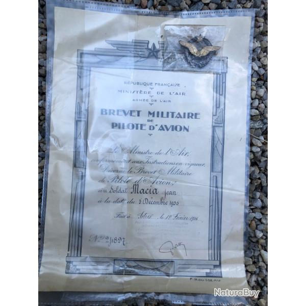 BREVET DE PILOTE WW2