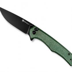 COUTEAU SENCUT CROWLEY MICARTA VERT BLACKWASH