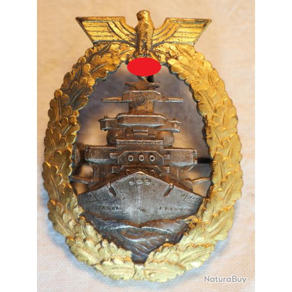 AUTHENTIQUE insigne allemand KM Kriegsmarine combat quipage batiment haute mer Flotten-Kriegsabzeic