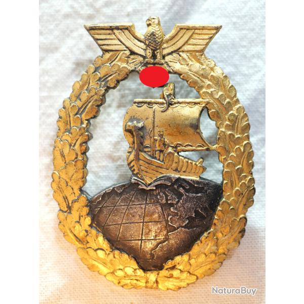 AUTHENTIQUE insigne KM Kriegsmarine croiseur auxiliaire Hilfskreuzer Kriegsabzeichen GUI25IKM001