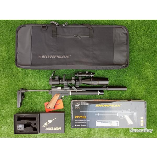 PACK LASER ! Pistolet Snowpeak PP750L 4,5mm + Lunette 4-16 X 40AO + Laser Rouge pour lunette RTJG1/3