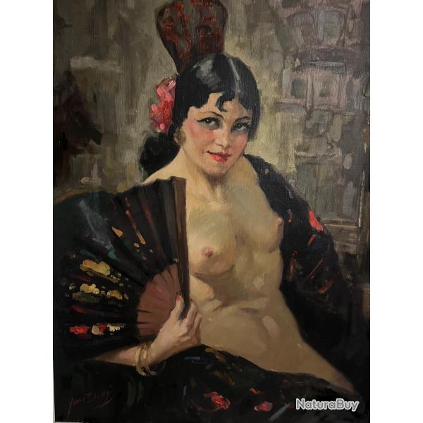 Yves Diey l'andalouse huile sur toile