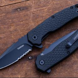 Couteau Kershaw Conduit A/O Lame Spear Point Serr Acier 8Cr13MoV Manche FRN Linerlock Clip KS1407ST