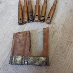 6 Munitions neutralisées + lame chargeur pour Rubin Schmidt 7,5 suisse