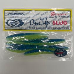 Leurre souple sawamura one up slug 4" vert/bleu
