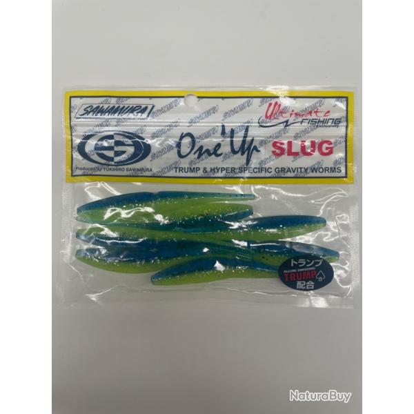 Leurre souple sawamura one up slug 4" vert/bleu