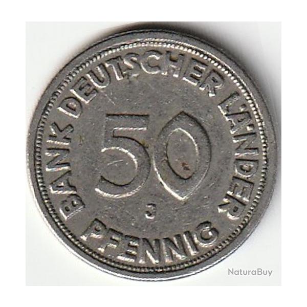 Pice de Monnaie Allemagne 50 Bank Deutscher Lnder pfennig  1949 J