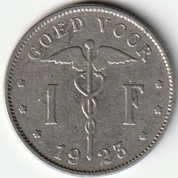 Pièce de Monnaie Belgique 1 franc - Albert Ier - type Bonnetain en néerlandais 1923