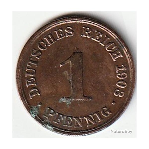 Pice de Monnaie Allemagne 1 pfennig - Wilhelm II type 2 - grand aigle 1903 A