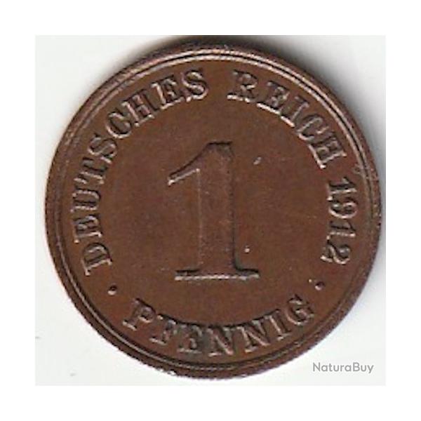Pice de Monnaie Allemagne 1 pfennig - Wilhelm II type 2 - grand aigle 1912 A