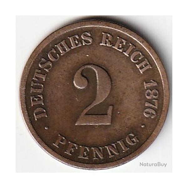 1 Pice de Monnaie Allemagne 2 pfennig - Wilhelm I type 1 - petit aigle 1876 G Recherche