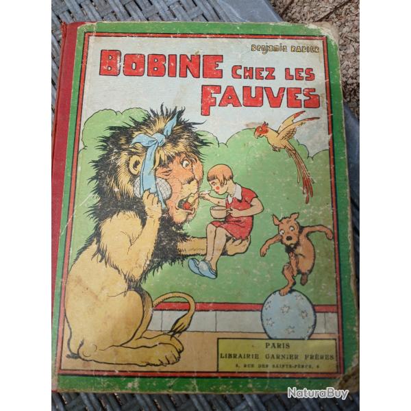 Livre ancien pour enfant bobine chez les fauves