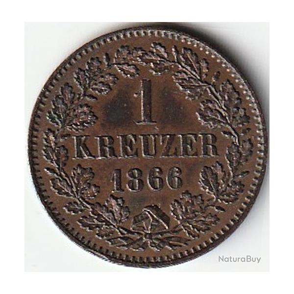 Pice de Monnaie Allemagne 1 Kreuzer - Frdric Ier - Grand-Duch de Bade 1866 recherche