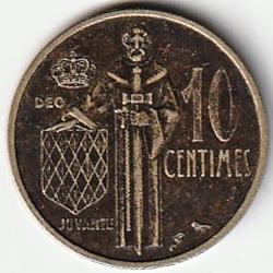 Pièce de Monnaie MONACO - PRINCIPAUTÉ DE MONACO -10 centimes - Rainier III 1962