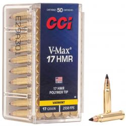 Cartouches CCI .17 HMR V-Max 17 grains .17 HMR bte de 50