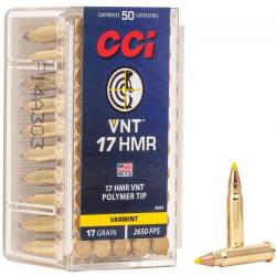 Cartouches CCI .17 HMR VNT Green 17 grains .17 HMR bte de 50