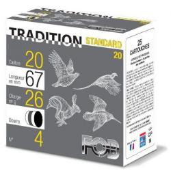 Cartouches Fob Tradition Standard 26 Bourre grasse Cal. 20 67 bte de 25