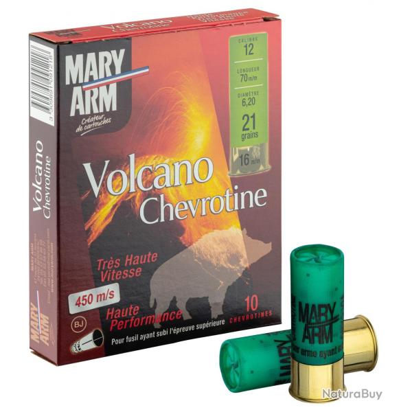 Cartouches Mary Arm chevrotine Volcano Haute vitesse - Cal. 12/70 bte de 10