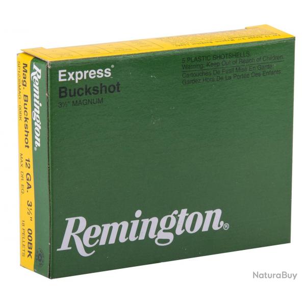 Cartouches Remington Suprme chevrotines Magnum - Cal. 12/76 10 grains bte de 5