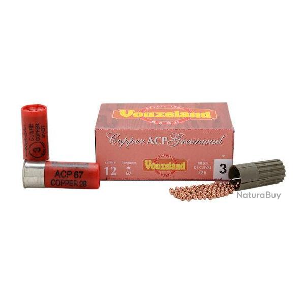 Cartouches Vouzelaud Copper ACP Greenwad Tube plastique Cal. 12 67 bte de 10