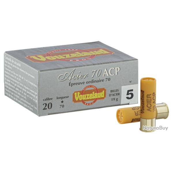 Cartouches Vouzelaud Acier 70 ACP Hautes Performances - Cal. 20/70 N5 bte de 10