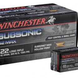 Munitions Subsonic cal. 22 LR 42 grains 42gr Hollow point (creuse) bte de 500