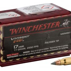 Munitions Varmint HV cal. 17 HMR 17gr Pointe plastique bte de 50