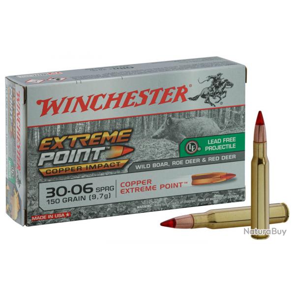 Winchester Cal. 30.06 Springfield 150gr Extreme Point Lead Free (Copper Impact) bte de 20