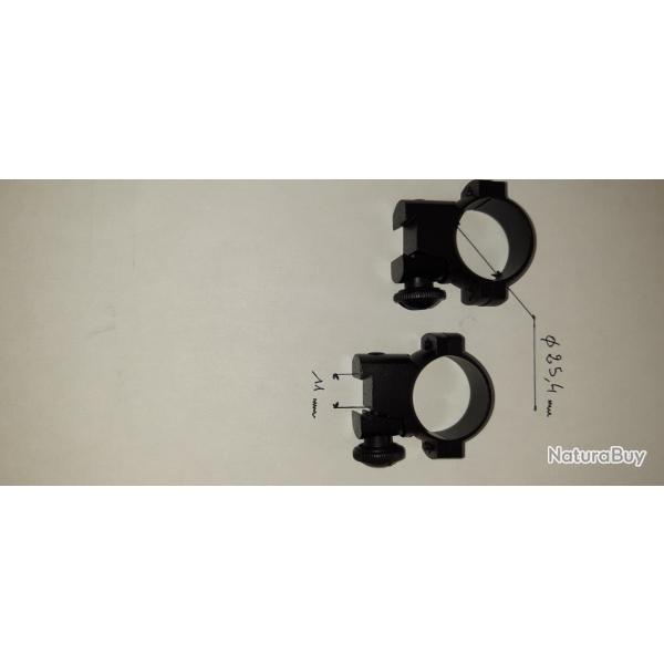 Une paire de colliers de fixation diamtre: 25,4 mm. rail:11 mm
