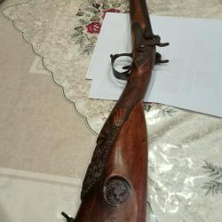 FUSIL A PERCUSSION - A POUDRE NOIRE - DEUX CANONS JUXTAPOSE