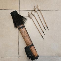 Carquois bambou tête indien sculpté 4 flêches